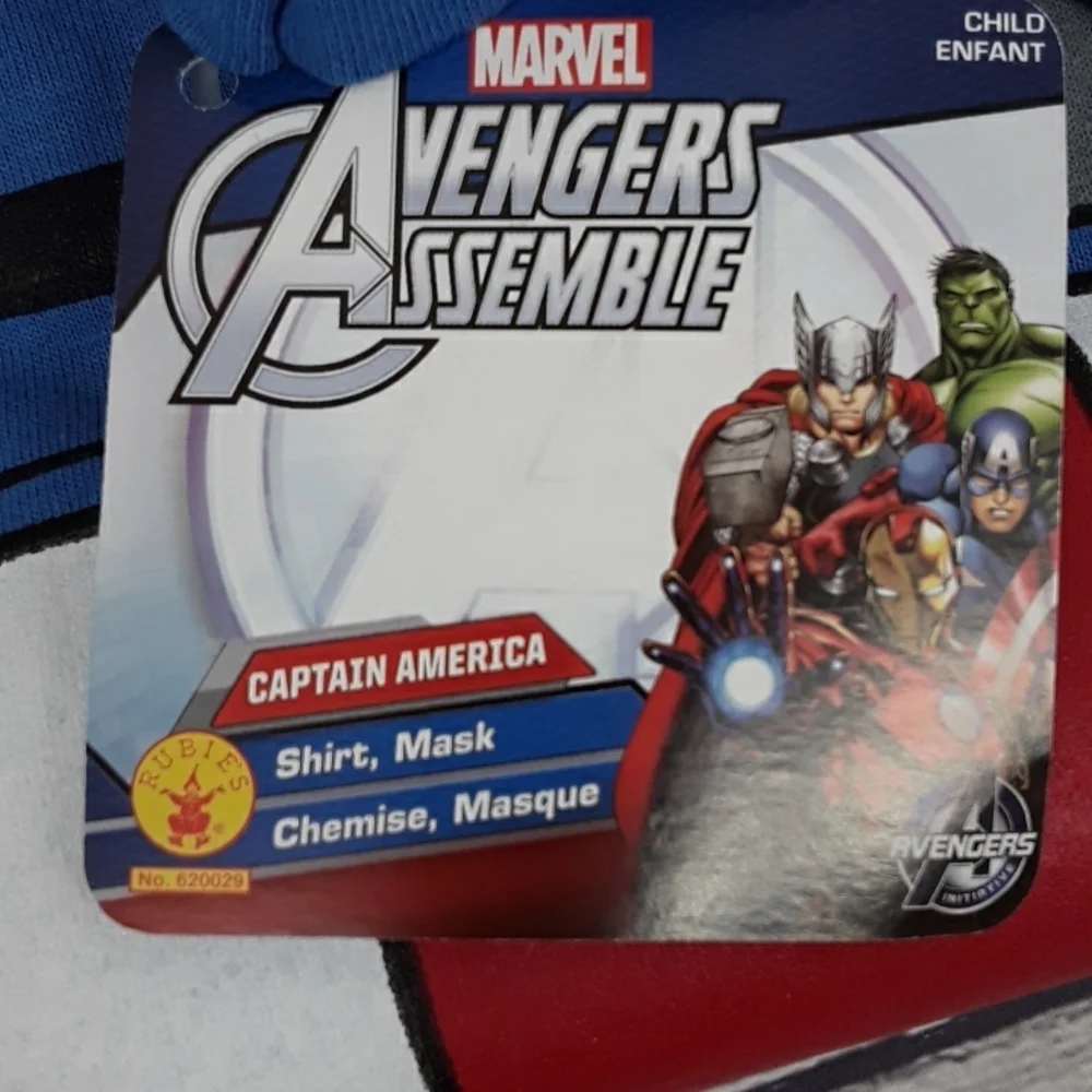 Rubies Captain America Costume Shirt Boys Size M Marvel Superhero Mask Set - Picture 3 of 6